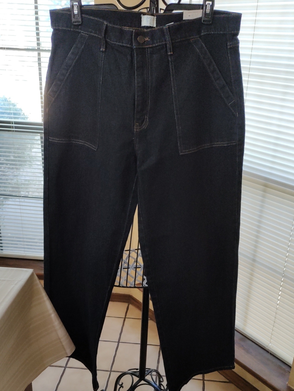 Time and Tru Rinse Wash Utility Trousers Wide-Leg High-Rise Jeans